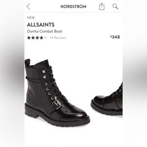 ALL SAINTS black combat boots, womens size 7